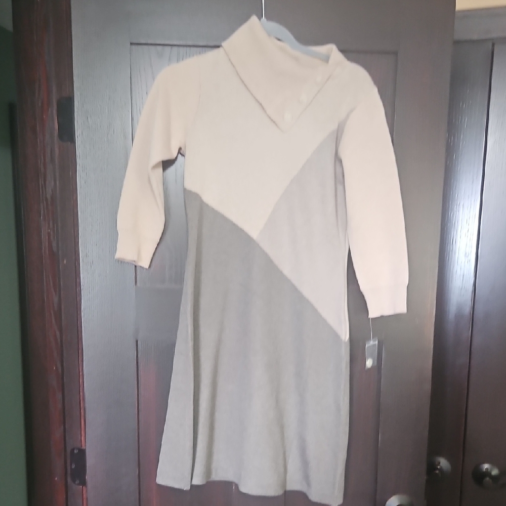 Elegant Long Sleeve Color Block Dress